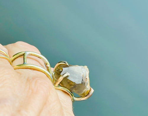 Goddess Ring with Raw Citrine Crystal