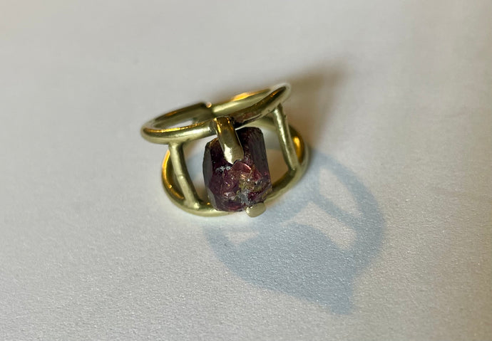 Goddess Cuff Ring with Raw Garnet