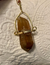 Citrine Crystal Pendant on Rocking Capture and Tigers Eye Chain