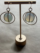 Serenity Stone Ear Drop Danglers, Translucent Motion of Opalite in Gold-Tone Brass