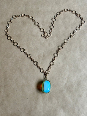 Serenity Stone Cage Capture Pendant on 10k GF Circle Link Chain
